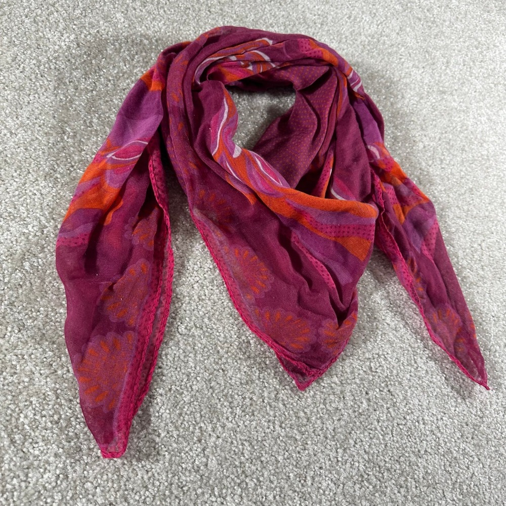 Bohemian Magenta Orange Abstract Print Square Scarf Festival Boho Whimsy - Picture 2 of 5